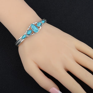 Bracelet métallique ajustable Détox en Turquoise