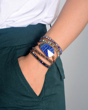 Charger l&#39;image dans la galerie, Bracelet Bohème Wrap en Lapis Lazuli et Sodalite