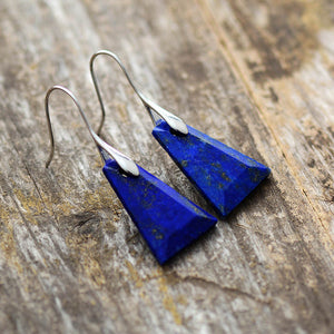 Boucle d'oreille Bohème d'Amour et Amitié en Lapis Lazuli triangle