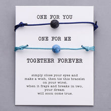 Charger l&#39;image dans la galerie, Bracelets double &quot;Faites un vœux&quot; en pierre de lave et pierres naturelles pour Couple ou amitié à offrir