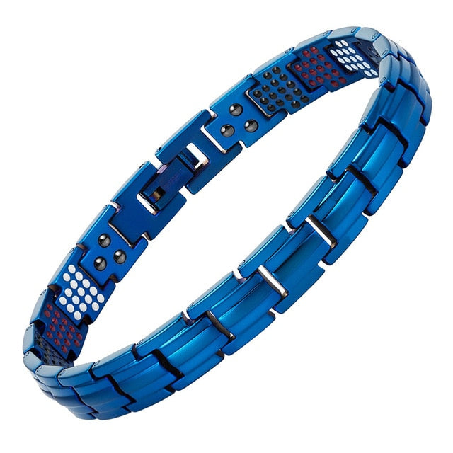 Bracelet Femme Bio-magnétique Anti douleurs 4 en 1 en Titane - bleu