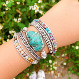 Bracelet bohème Détox en Turquoise, Jaspe et Amazonite