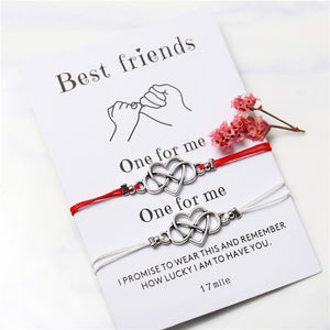 Bracelets double "Faites un vœux" Infini Cœur pour Couple ou amitié à offrir