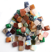 Charger l&#39;image dans la galerie, Lot de 10 pierres mélangée en forme Carré 10 mm de Quartz Rose, Aventurine, Turquoise, Labradorite, Agate, Jade et autresl