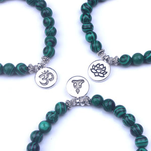 Bracelet H/F Anti-douleur en perles de Malachite et charmes