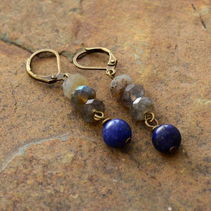 Boucles d'oreilles Bohème en Lapis Lazuli et Labradorite