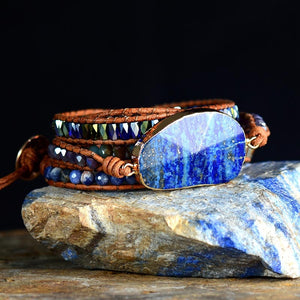 Bracelet Bohème Wrap en Lapis Lazuli et Sodalite