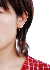 Boucles d'oreilles de Féminité en Jaspe rouge goutte couleur or