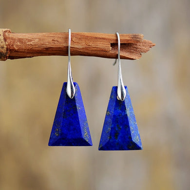 Boucle d'oreille Bohème d'Amour et Amitié en Lapis Lazuli triangle