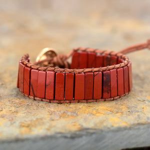 Bracelet Bohème de Féminité en Jaspe Rouge