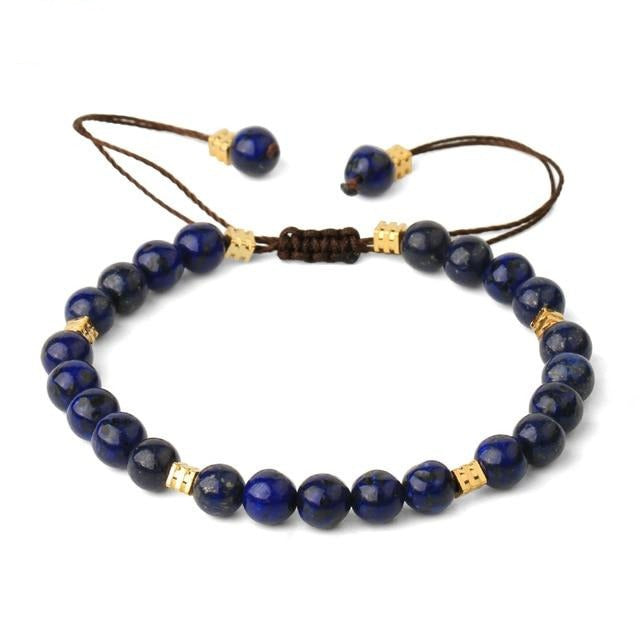 Bracelet lacet en perles de 6mm de Lapis Lazuli