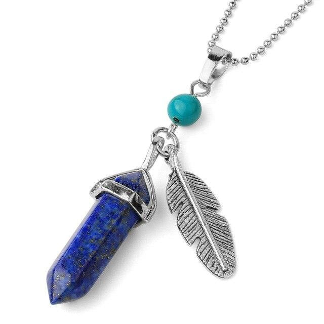 Collier d'Amour et Amitié en Lapis Lazuli avec plume