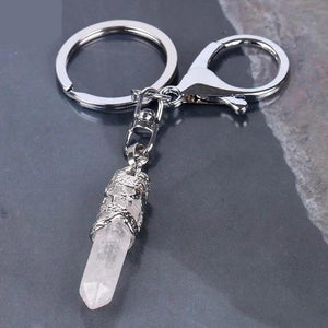 Porte clés Prisme hexagonal et Dragon en Crystal blanc