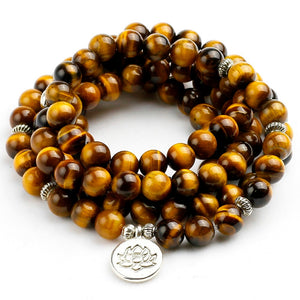 Bracelet H/F de Protection en 108 perles de d’Œil de tigre et charmes