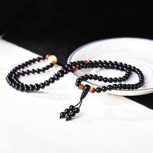 Bracelet H/F de Protection en perles d'Obsidienne et Œil de Tigre Lumineux