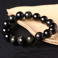 Charger l&#39;image dans la galerie, Bracelet H/F de Protection en Obsidienne dorée - perles de 10 à 16 mm