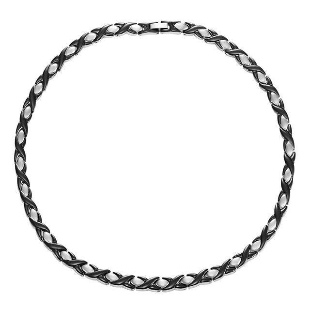 Collier Bio-magnétique 4 en 1 couleur noir et argent
