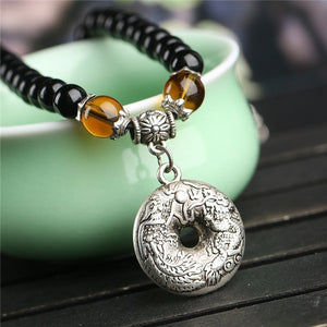 Bracelet H/F de Protection en 108 perles d'Obsidienne et charme