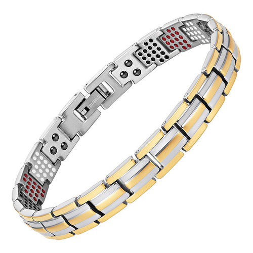 Bracelet Femme Bio-magnétique Anti douleurs 4 en 1 en Titane - Or et Argent