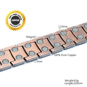 Bracelet Homme Bio-magnétique anti douleurs et perte de poids en Cuivre