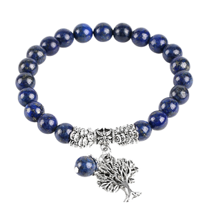 Bracelet Grossesse, Fécondité et Peau en perles de Lapis Lazuli et charme arbre de vie