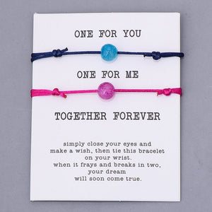 Bracelets double "Faites un vœux" en pierre de lave et pierres naturelles pour Couple ou amitié à offrir