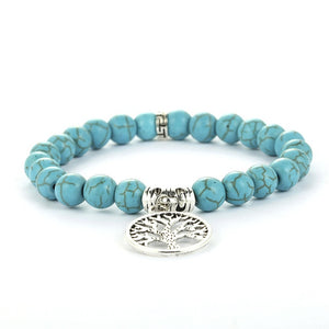 Bracelet H/F Détox en Turquoise et charme arbre de vie - 1 bracelet