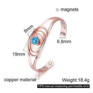 Bracelet H/F Bio-magnétique anti douleurs et perte de poids avec pierre turquoise