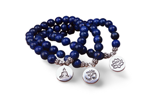 Bracelet H/F Grossesse, Fécondité et Peau en perles de Lapis lazuli et charmes